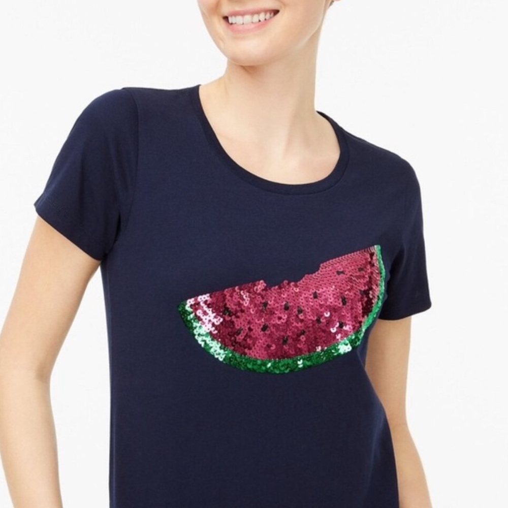 NWOT J Crew Collector Tee in Watermelon Sequin Size Medium